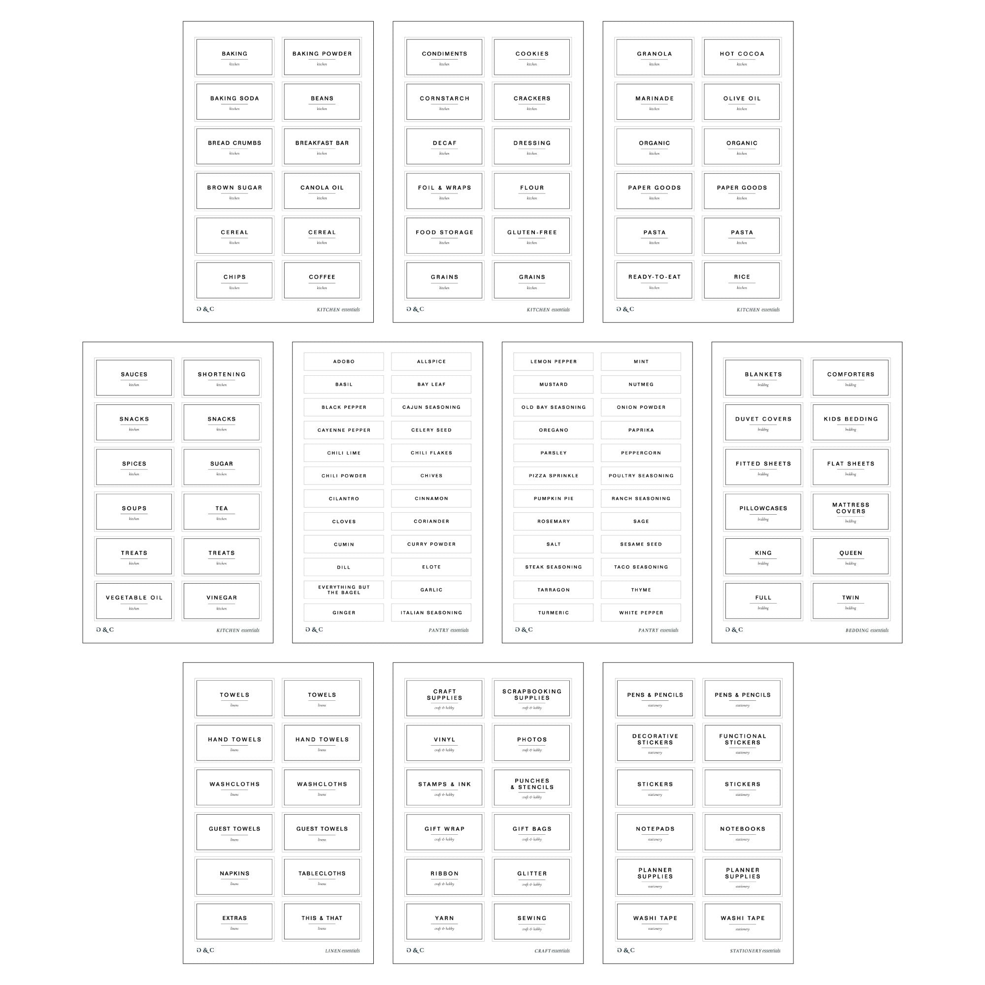 Home Organization Label Book