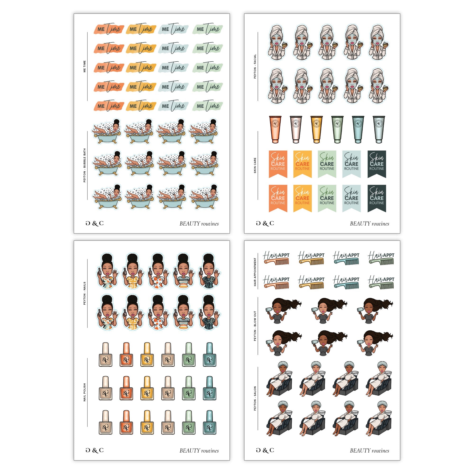 Beauty Routines Functional Peyton Sticker Pack - Goldmine & Coco -
