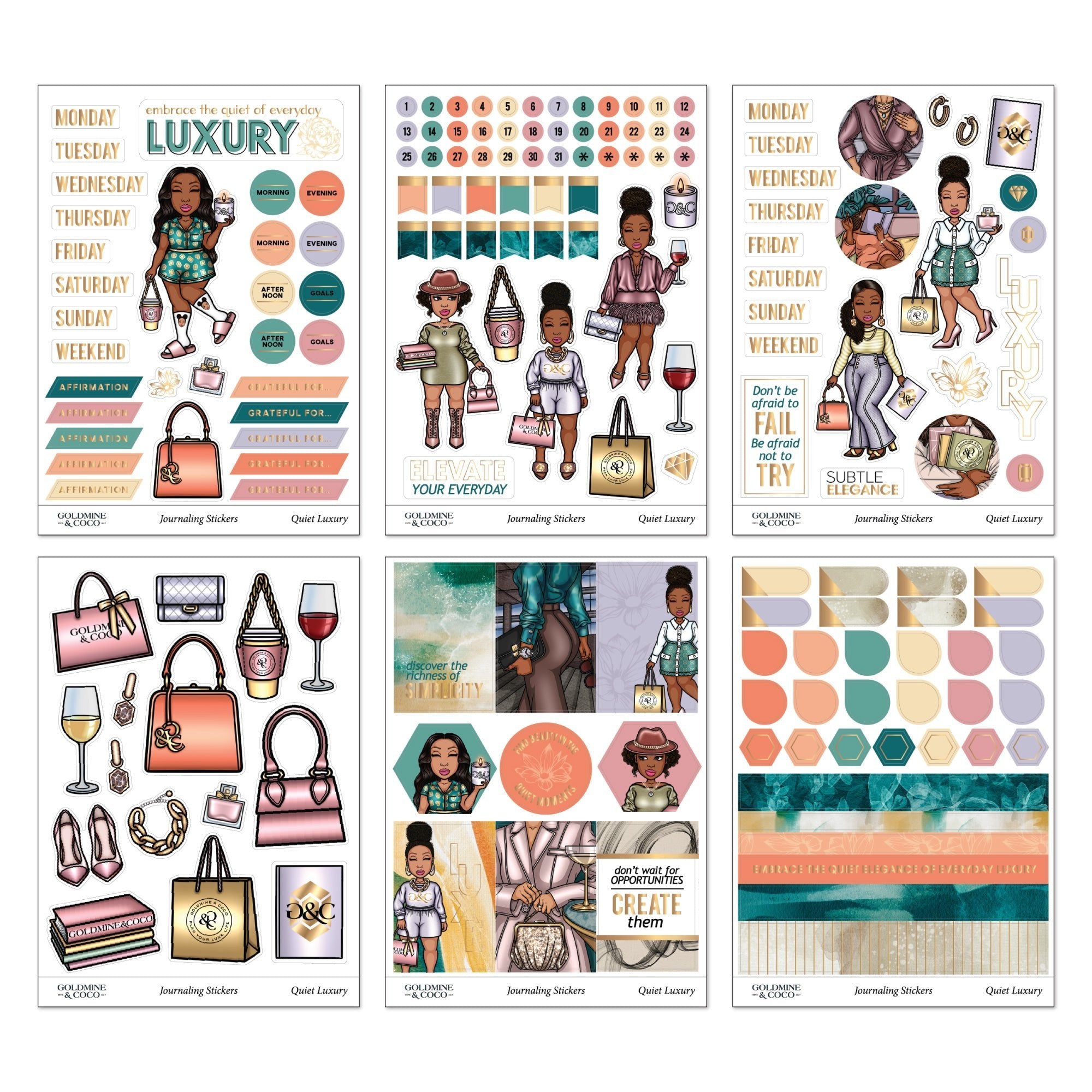 Quiet Luxury Peyton Sticker Set - Goldmine & Coco -