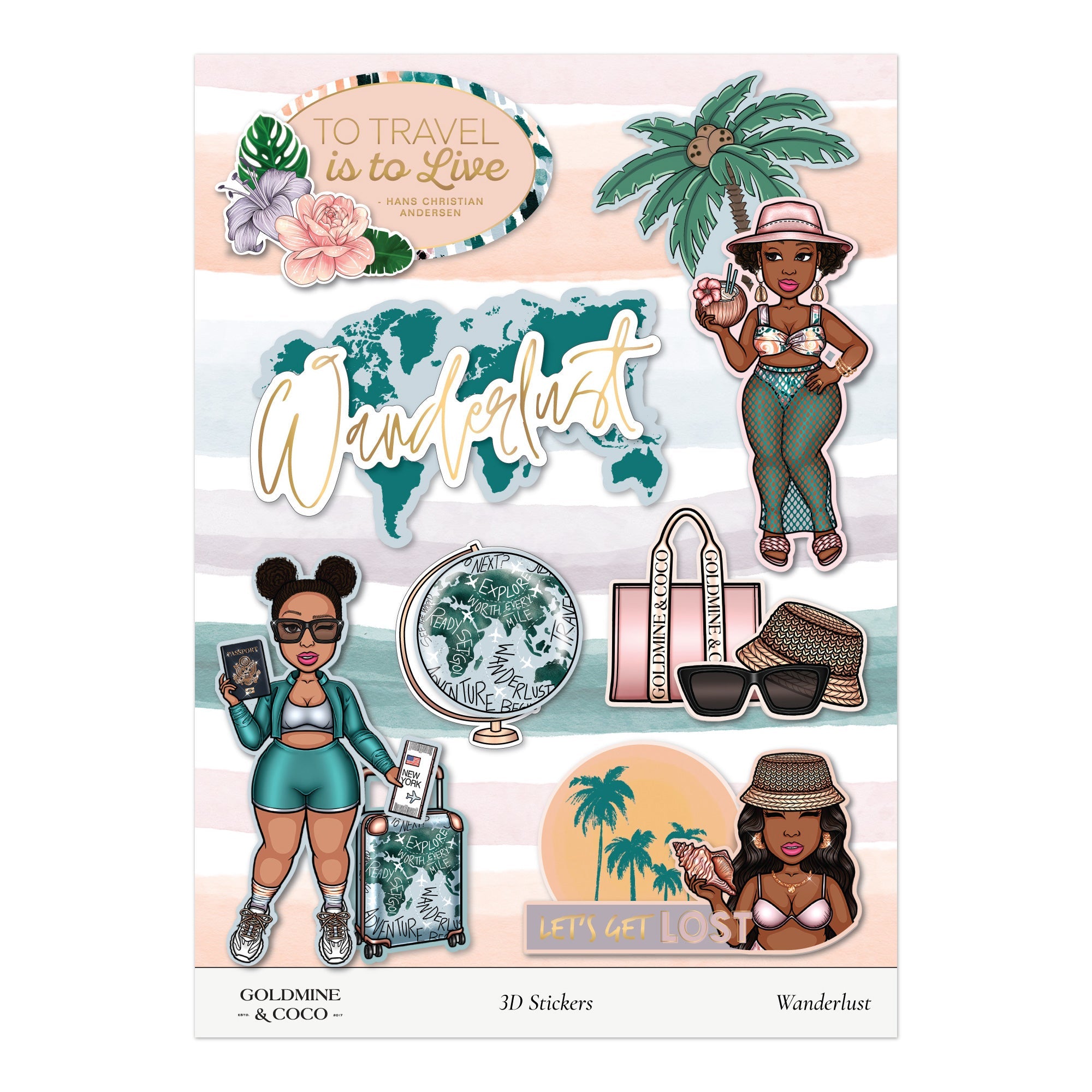 Wanderlust Peyton 3D Stickers - Goldmine & Coco -