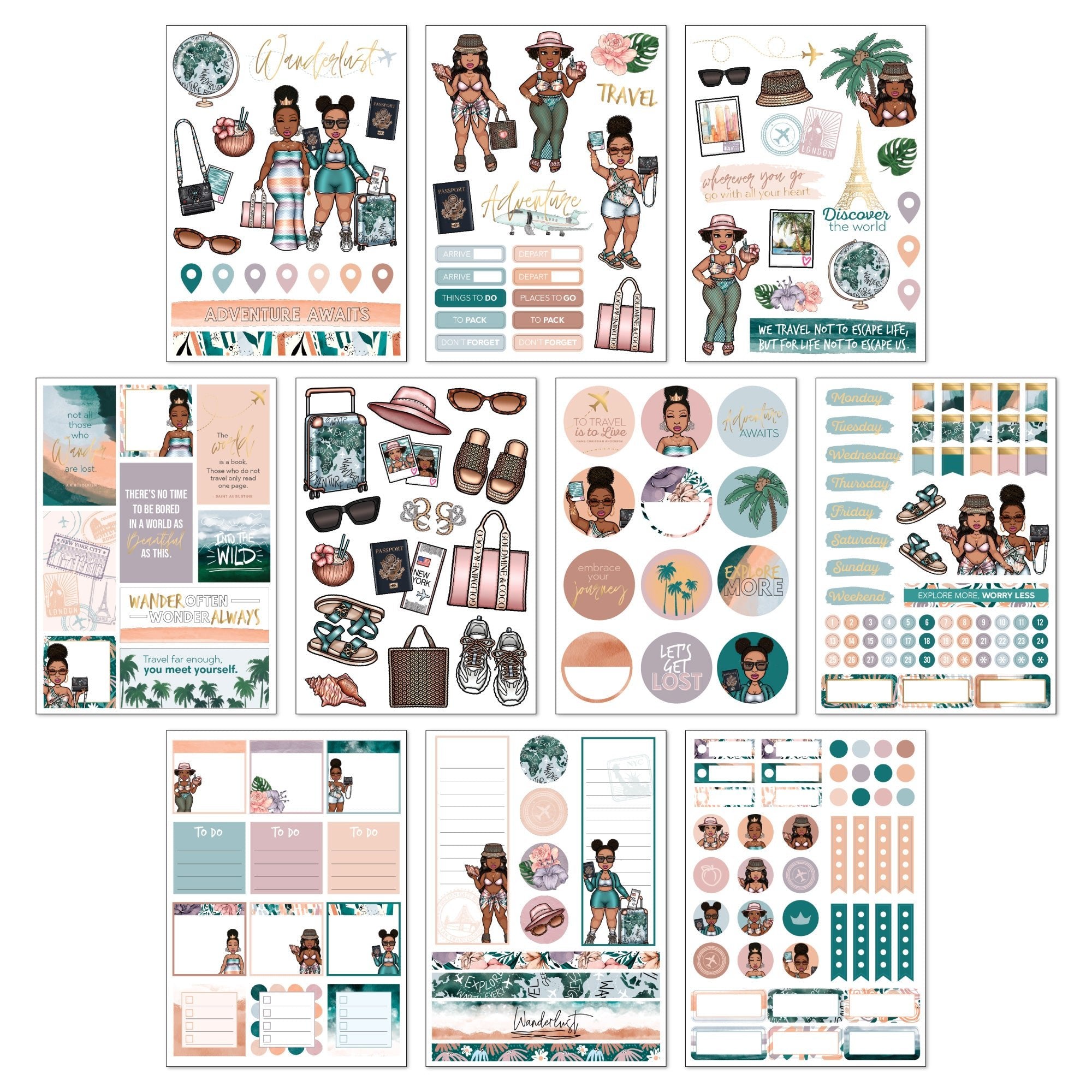 Wanderlust Peyton Sticker Pack - Goldmine & Coco -