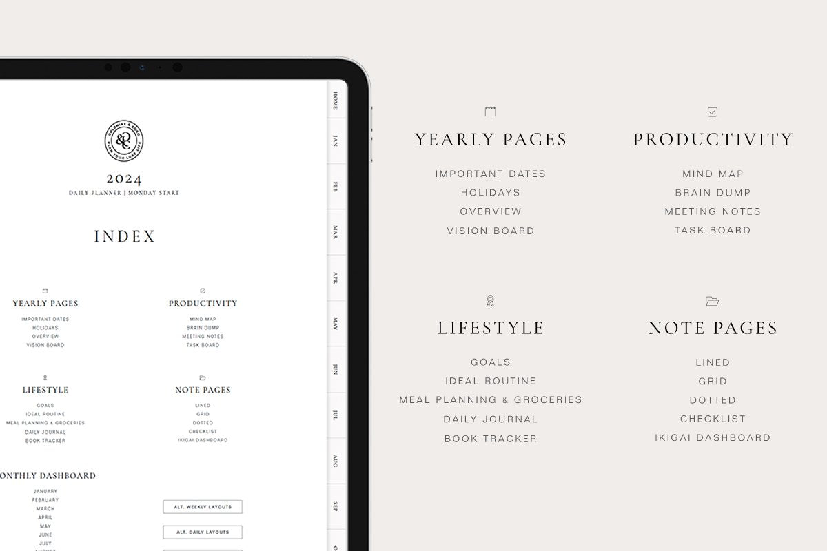 Goldmine & Coco® 2024 Digital Luxe Life Planner