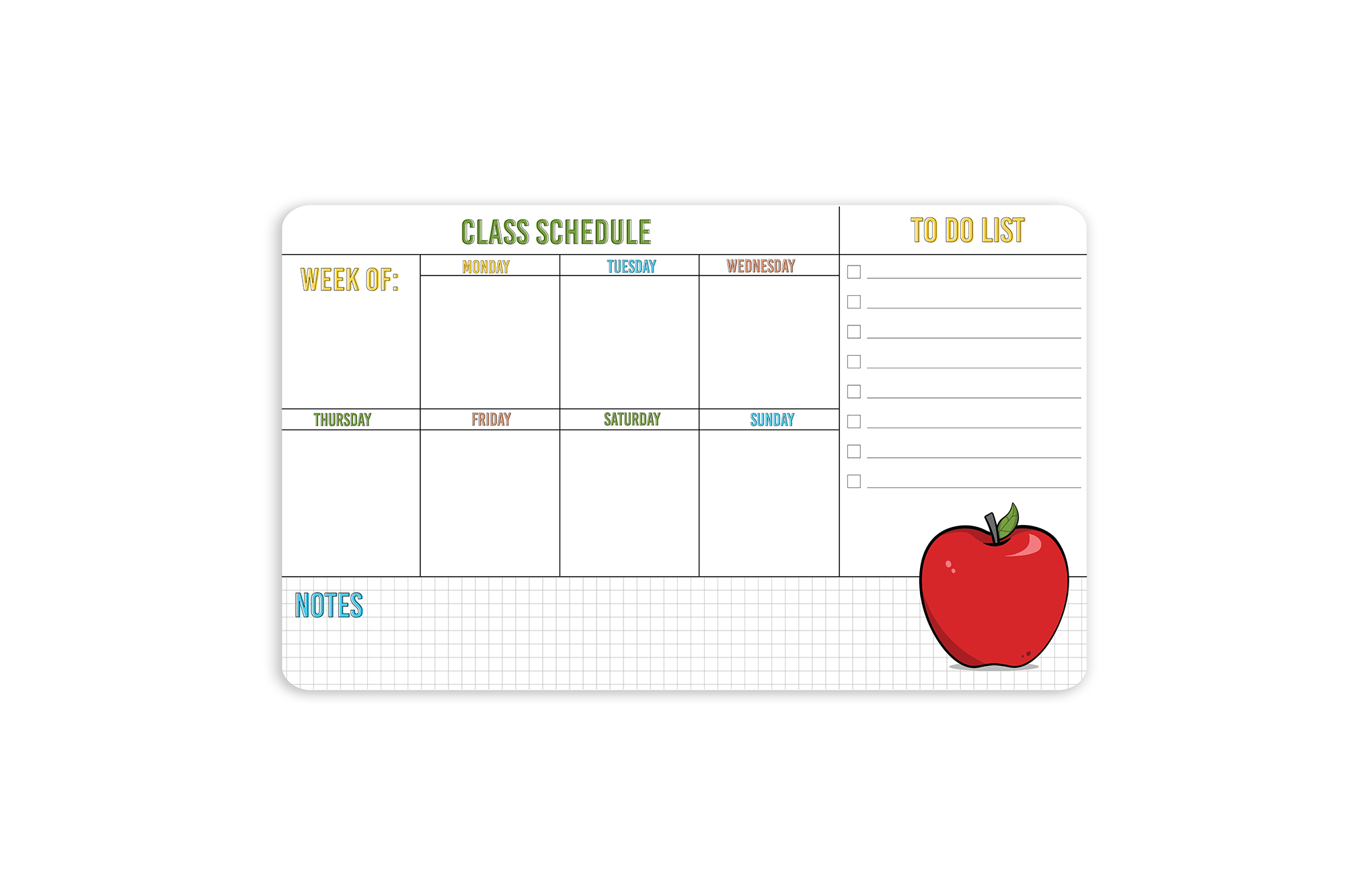 Teacher Class Schedule Desk Pad