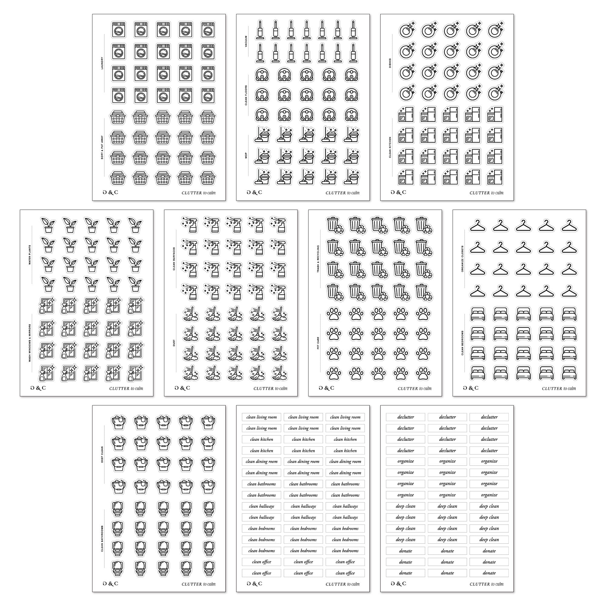 Clutter to Calm Functional Stickers