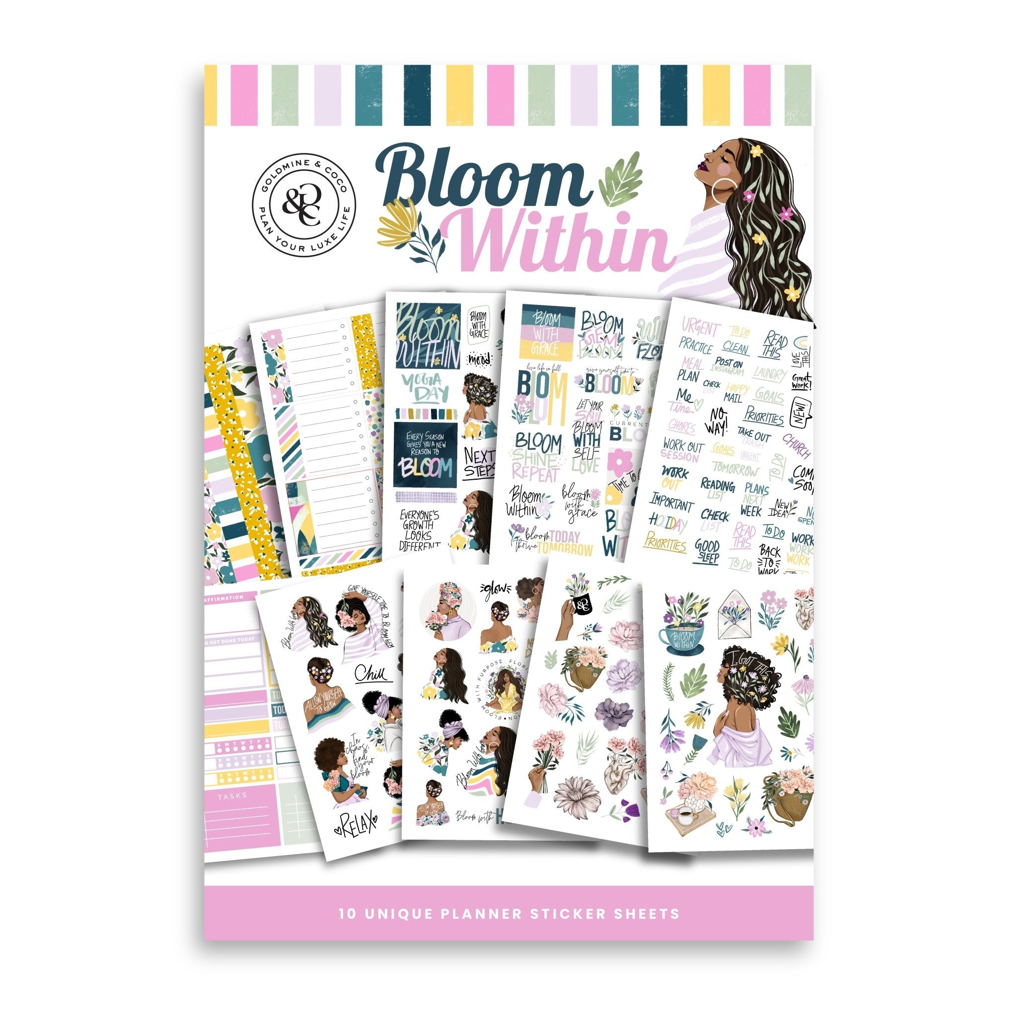 Bloom Within 10 Sheet Sticker Pack - Goldmine & Coco - 