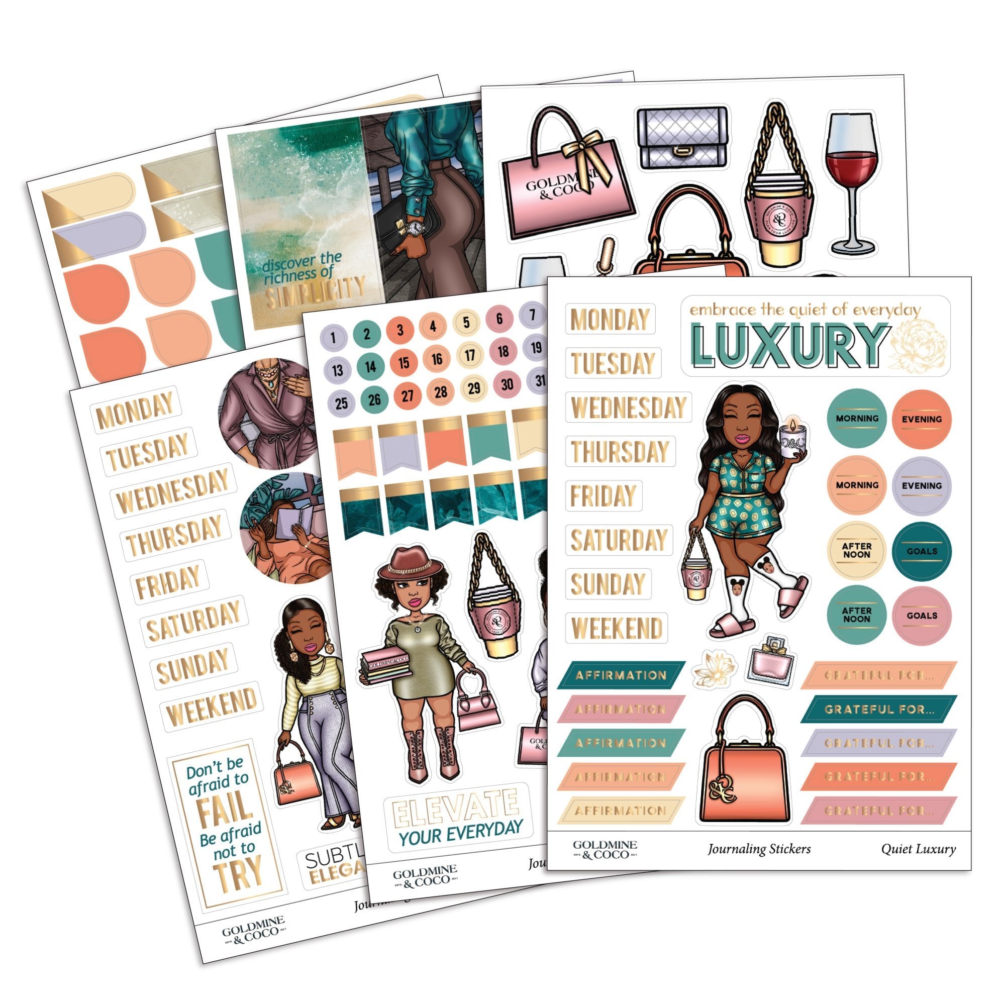 Quiet Luxury Peyton Sticker Set - Goldmine & Coco - 
