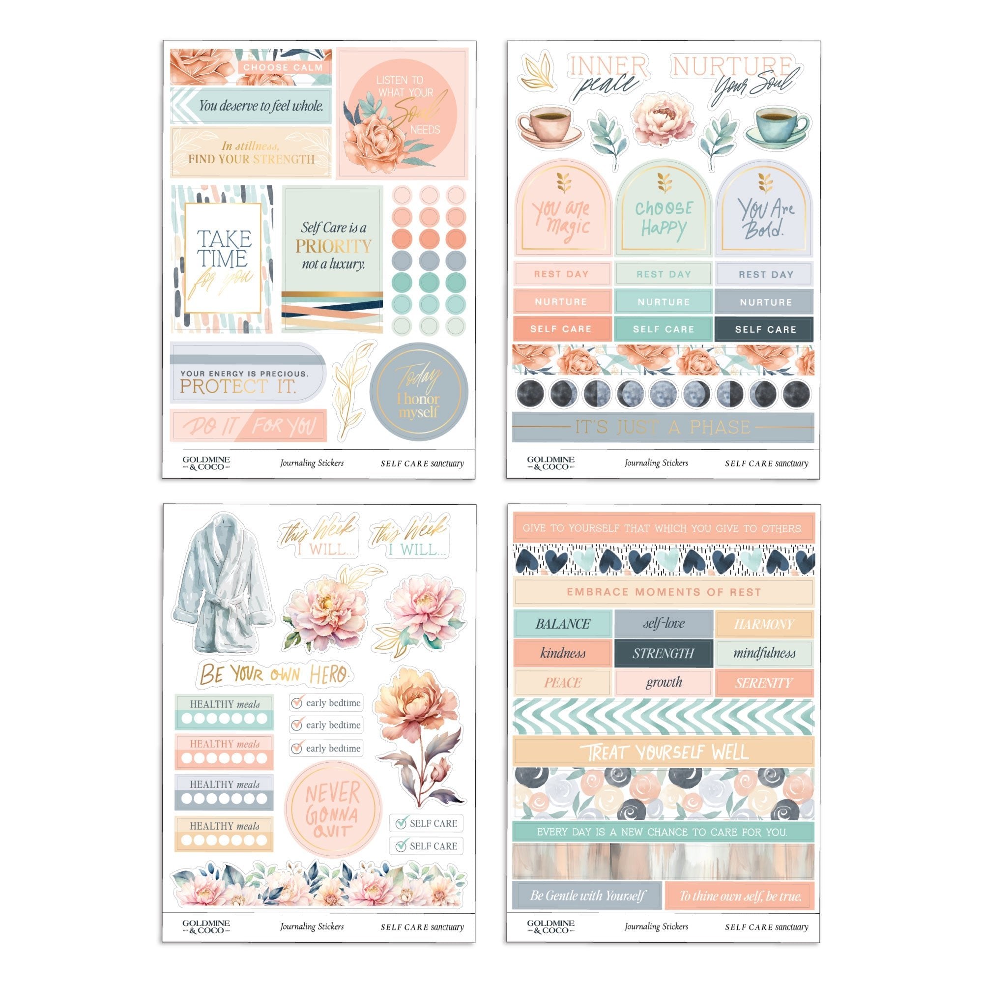 Self Care Sanctuary Sticker Pack - Goldmine & Coco - 
