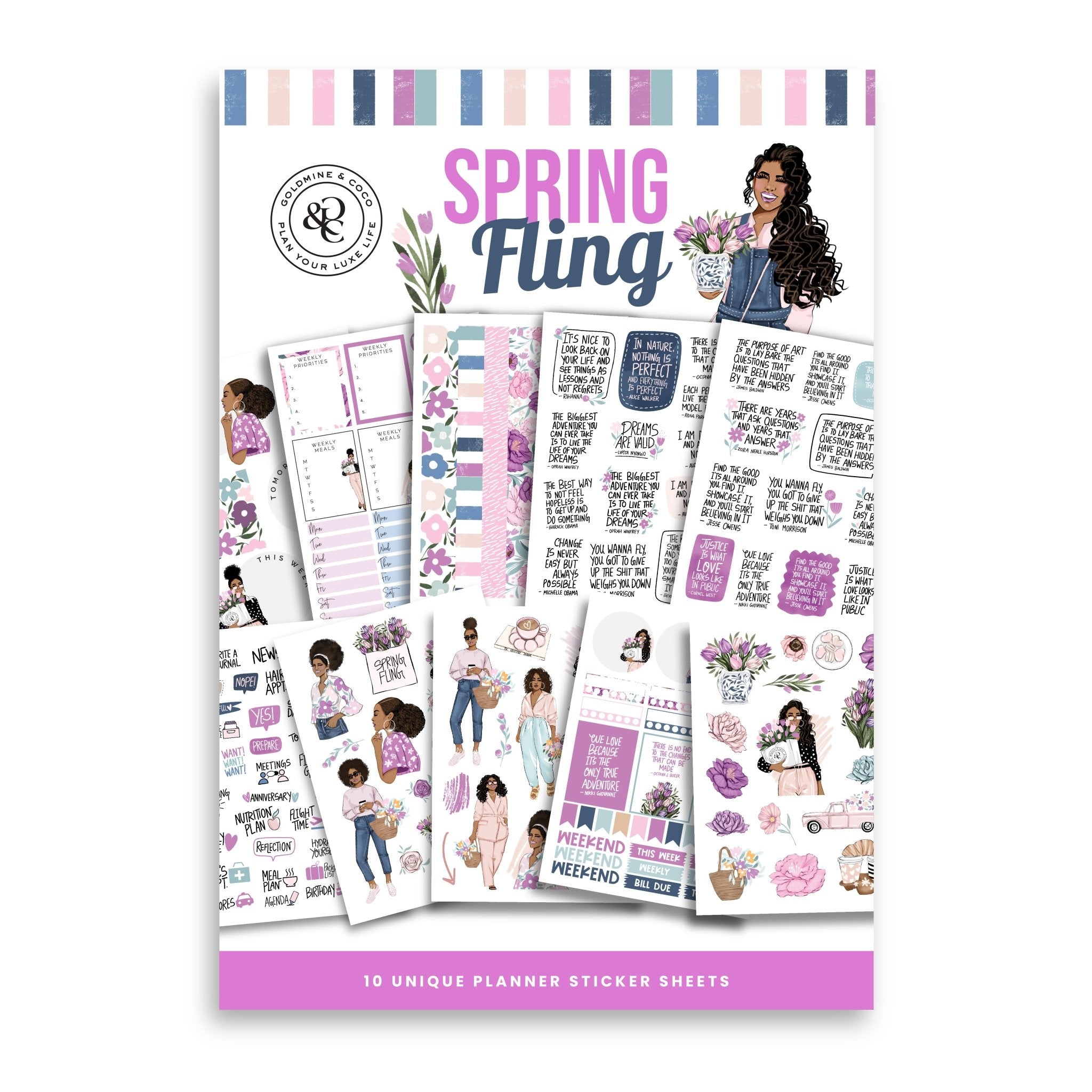 Spring Fling 10 Sheet Sticker Pack - Goldmine & Coco - 