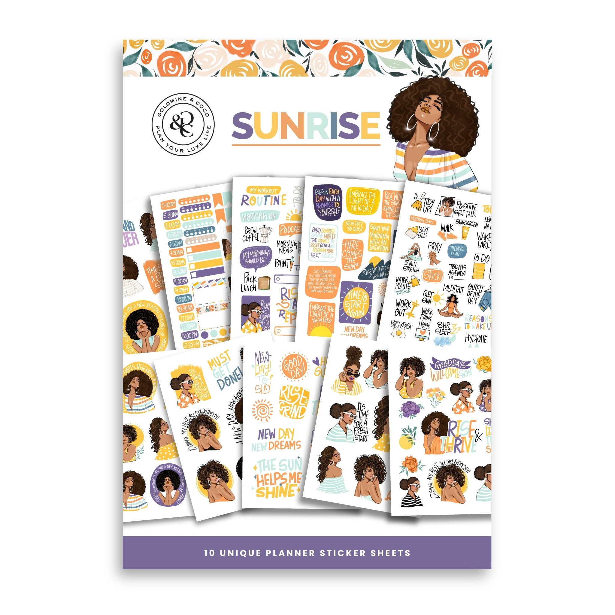 Sunrise 10 Sheet Sticker Pack - Goldmine & Coco - 