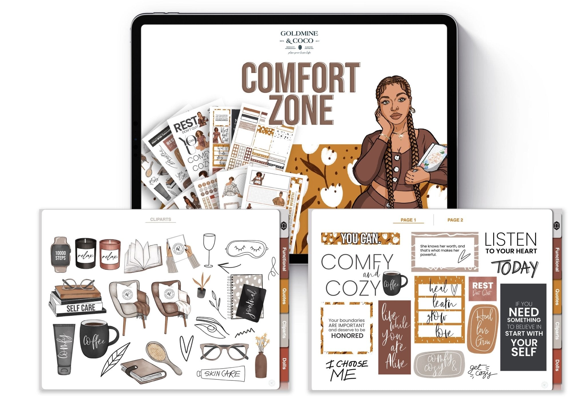 Comfort Zone Digital Sticker Book - Goldmine & Coco -