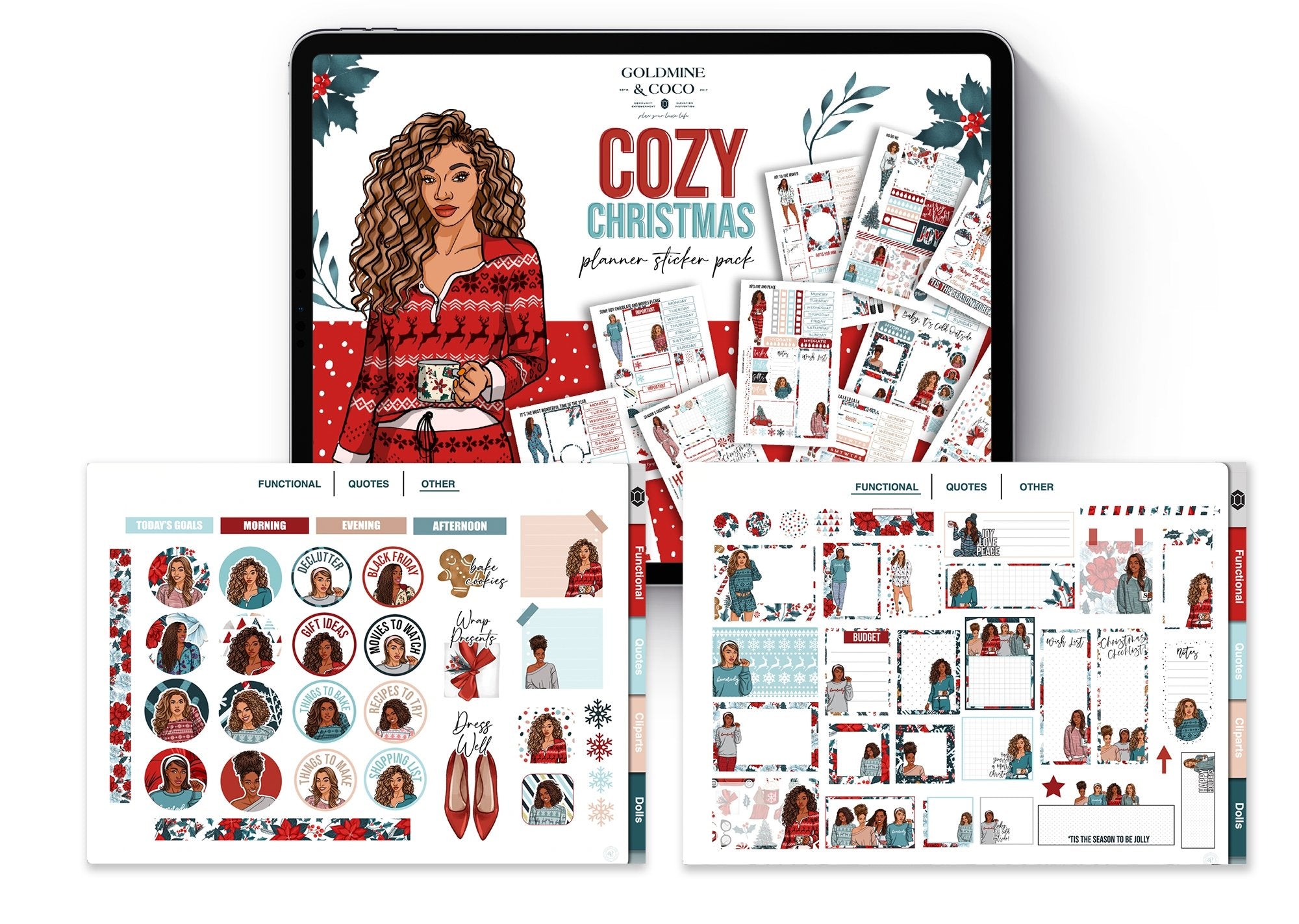 Cozy Christmas Digital Sticker Book - Goldmine & Coco -