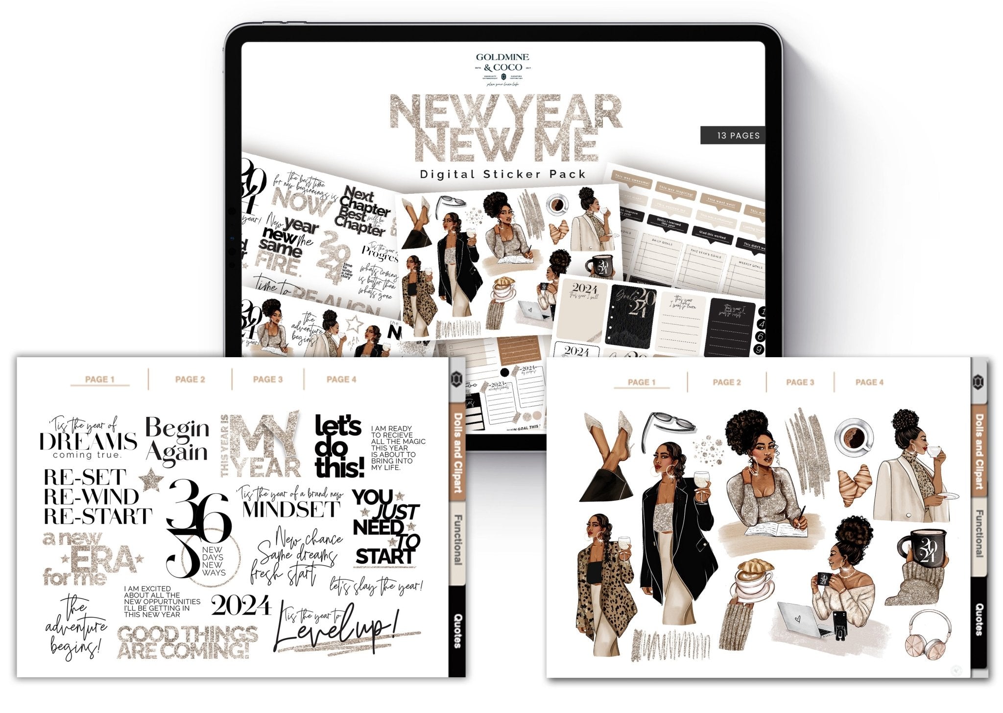 New Year, New Me Digital Sticker Book - Goldmine & Coco -