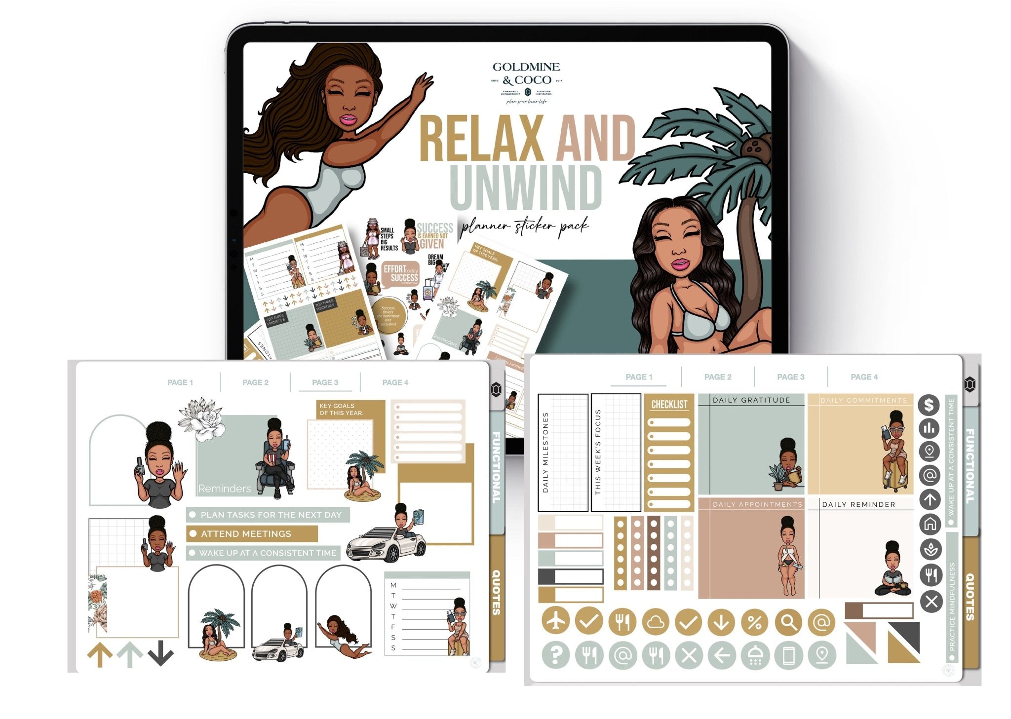 Relax and Unwind Peyton Digital Sticker Book - Goldmine & Coco -